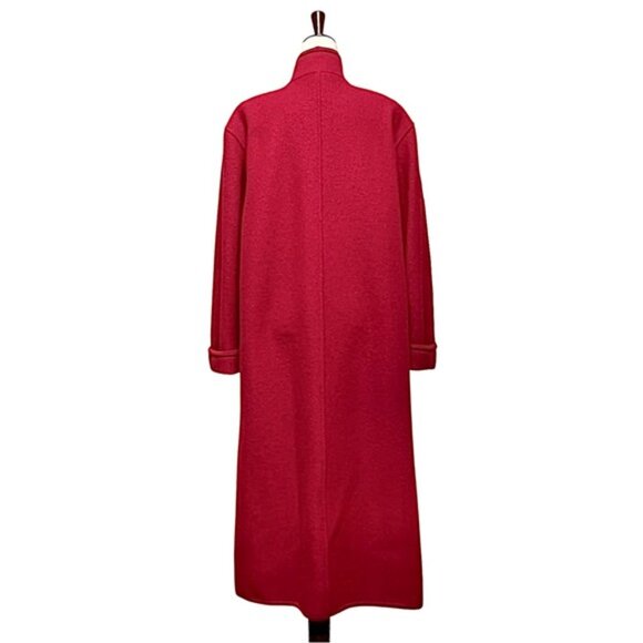 Geiger Austria Vintage Red Boiled Wool Full Length Classic Overcoat Size 36 - Picture 10 of 15